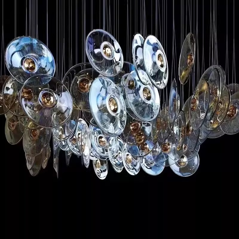 Customized Colorful Glass Chandelier for Hotel Lobby Staircase Project