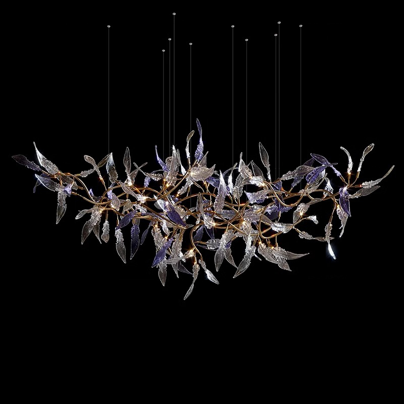 Modern Custom LED Ginkgo Leaf-Inspired Acrylic Branch Light Temperature Chandeliers Pendant Lights for Room