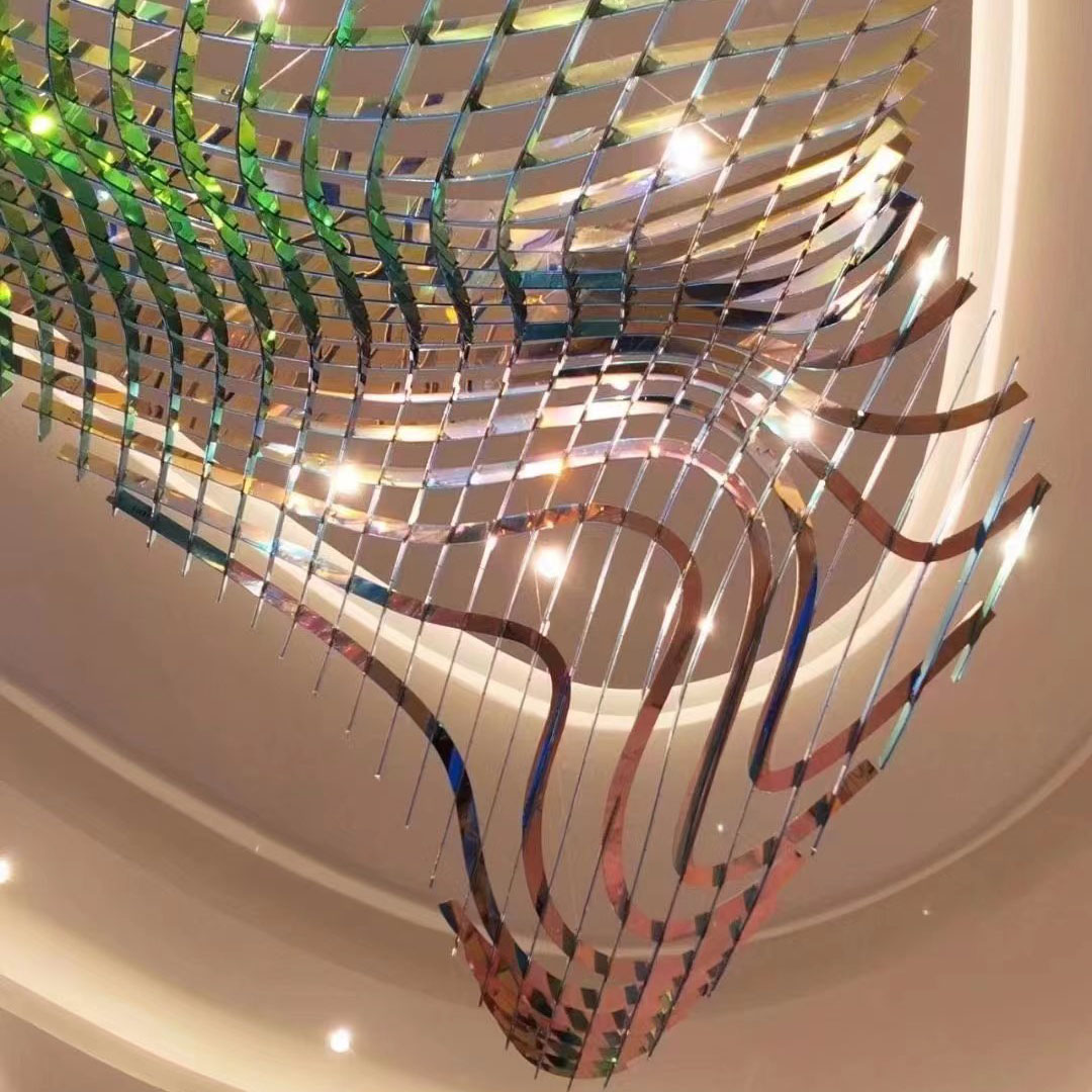 Acrylic Curved Colorful Decorative Chandelier for Hotel Lobby And Shopping Mall