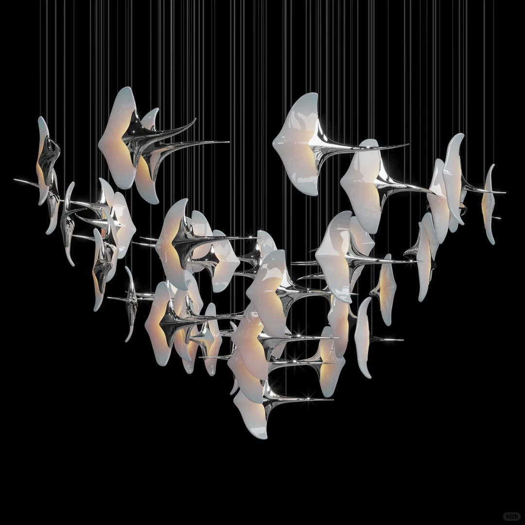 Professional Custom Fan-shaped ceramic Crystal Glass Chandelier Luxury Modern Lighting