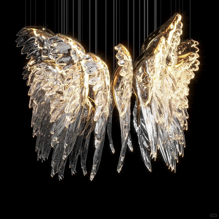 Luxury Party Events Hotel Stage Decoration Wedding Light Crystal ChandelierAngel Wings Butterfly Luxury Crystal Hanging Light for Villa Hotel Lobby Custom Glass Chandeliers Pendant Lighting