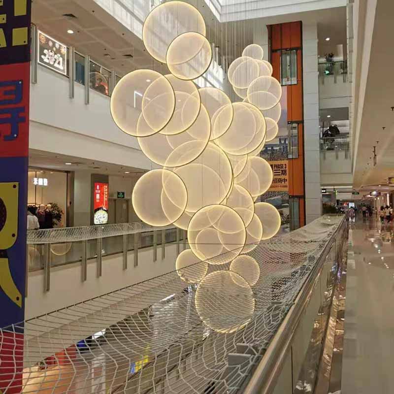 Large Modern Art Custom Interior Decoration Chandeliers High Ceiling Hotel Lobby Showroom Design Fabric Chandelier