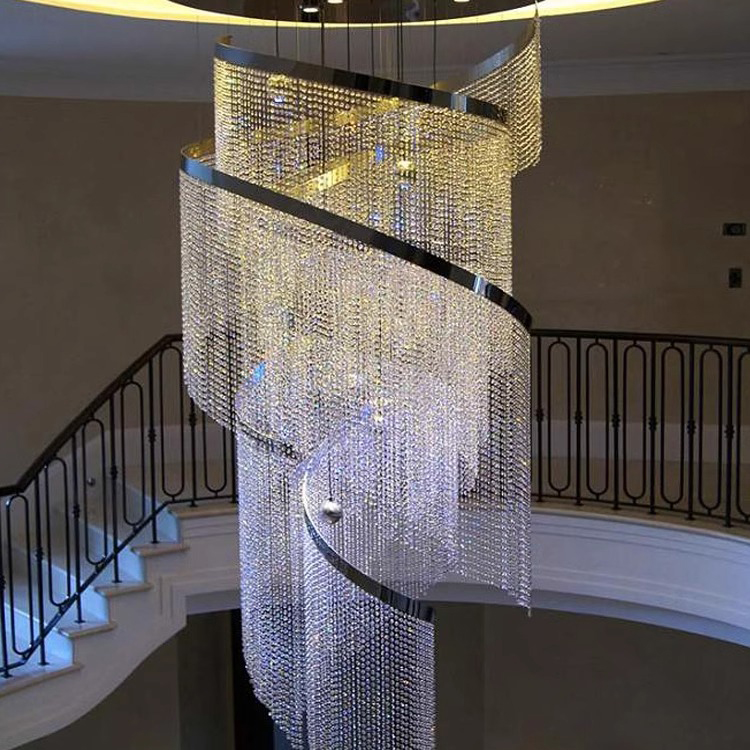 Luxury Design Big Chandelier for High Ceiling Hotel Home Staircase Luxury Entrance Crystal Chandelier Pendant Light