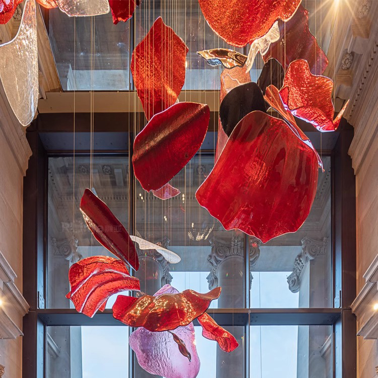 Customized Hotel Lobby Large Lamp Stair Hanging Modern Glass Decorative Lighting Chandelier