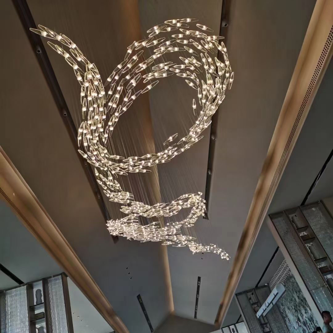 Modern Hitecdad Villa Hotel Glass LED Interior Decoration Customized Lighting Fixtures Chandeliers
