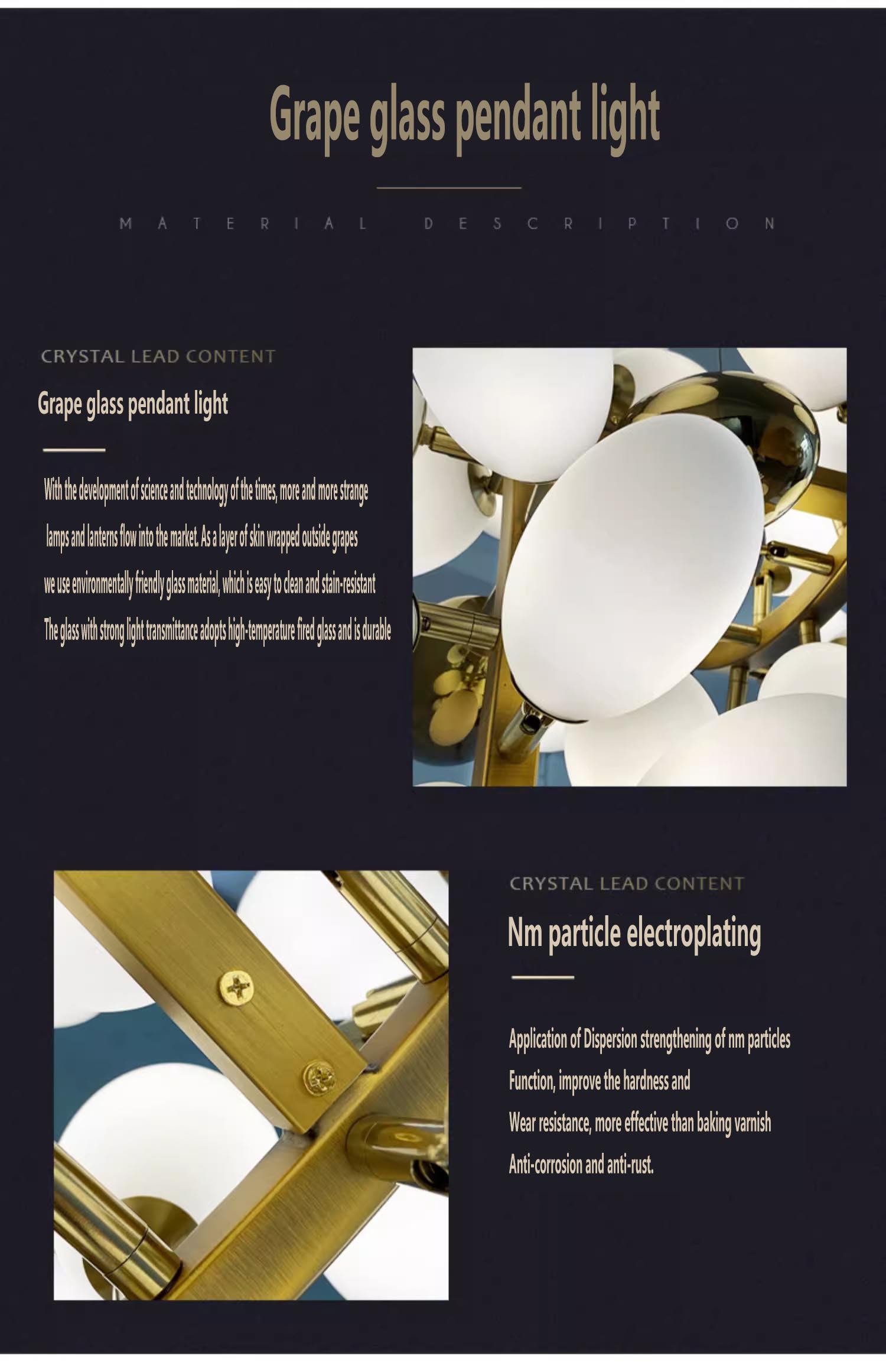 Grape Shape Hanging Lamp Decorative Banquet Hall Villa Hotel Lobby Modern Glass Led Chandelier (14)