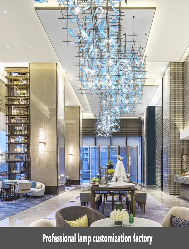 Modern Project Design Staircase Banquet Hall Hotel Lobby Modern Project Non-standard Custom Hotel Hand Blown Glass Chandeliers (5)