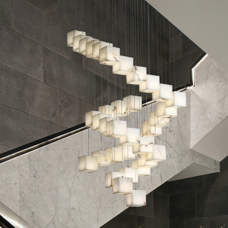 Simple Lamps Long Line Small Chandelier Stairs Restaurant Hotel Lobby Lamp Jade Villa bar bar Chandeliers Pendant Lighits