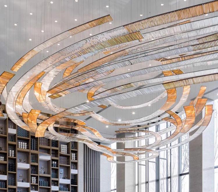 Hotel Lobby Banquet Hall Model Room Artistic Modeling Creative Decoration Custom Chandelier Pendant Lighting (8)