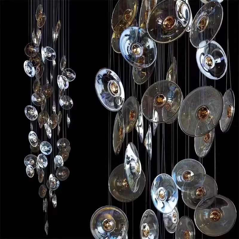 Customized Colorful Glass Chandelier for Hotel Lobby Staircase Project