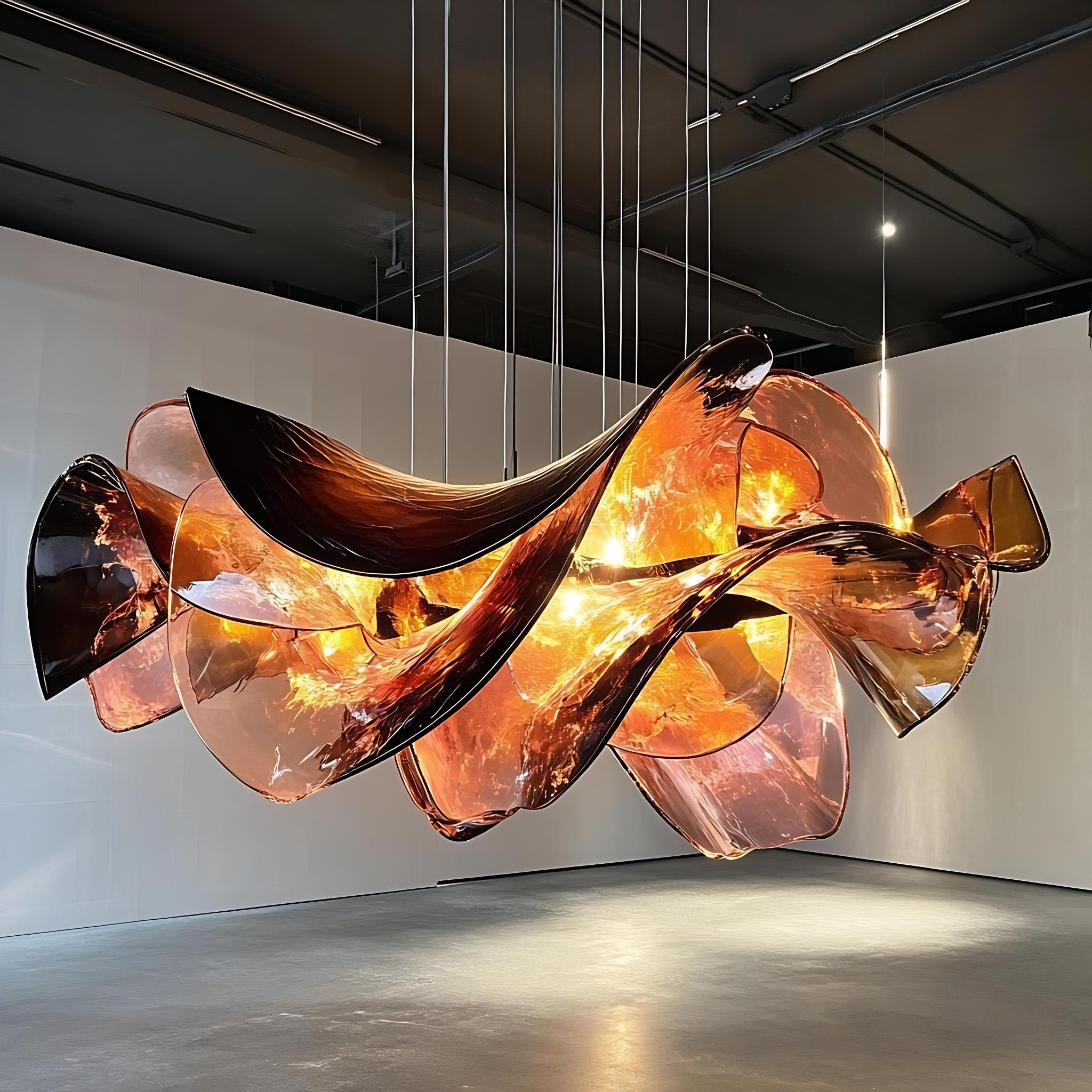 Modern Lobby Hanging Spiral Clear Acrylic Pendant Lamp Chandelier