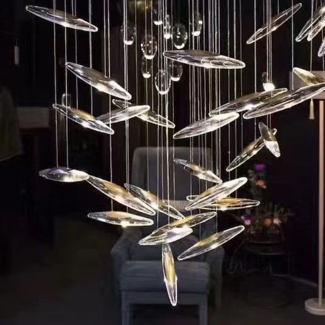 Modern Hitecdad Villa Hotel Glass LED Interior Decoration Customized Lighting Fixtures Chandeliers