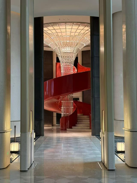 Luxury Crystal Custom Large Hotel Lobby Spiral Staircase Project Modern Chandelier Pendant Lights