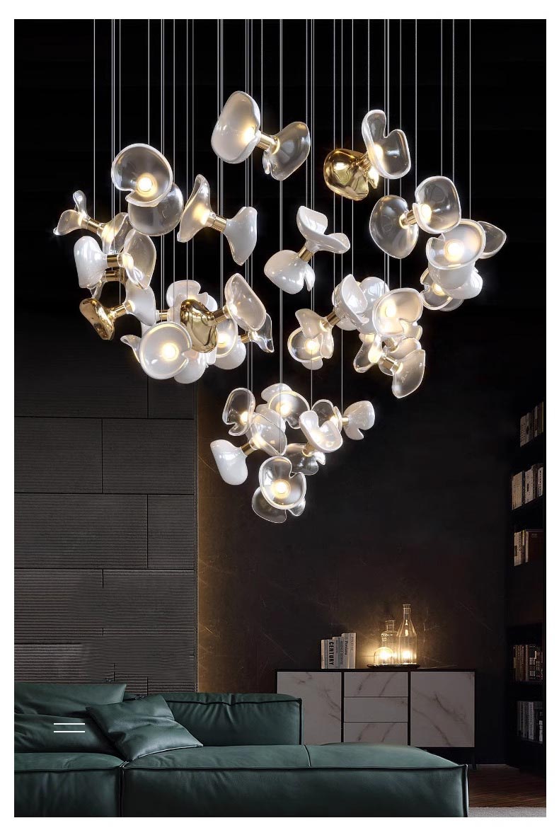 Modern Hotel Lobby Decoration Lighting Dining Room Living Room Custom Glass Chandeliers Pendant Lighting (9)