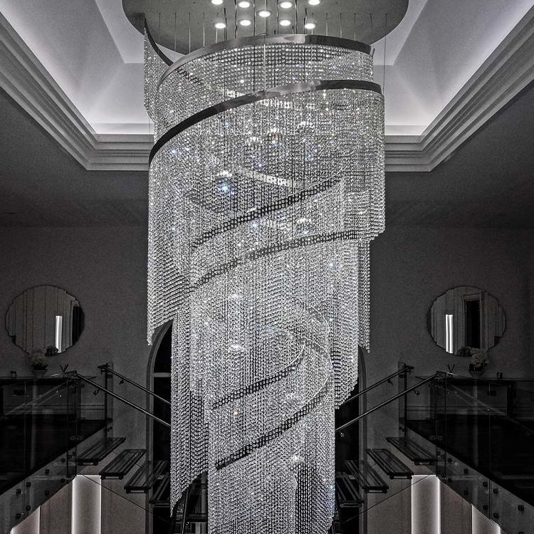 Luxury Design Big Chandelier for High Ceiling Hotel Home Staircase Luxury Entrance Crystal Chandelier Pendant Light