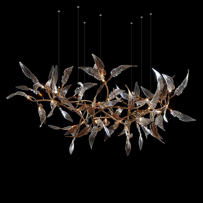 Modern Custom LED Ginkgo Leaf-Inspired Acrylic Branch Light Temperature Chandeliers Pendant Lights for Room