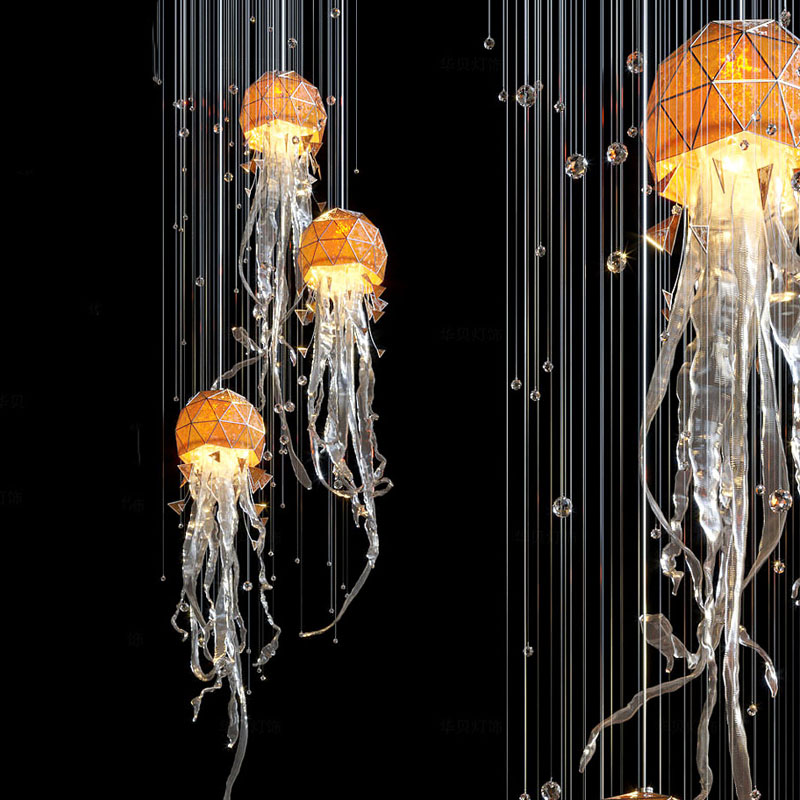 Modern Custom Acrylic bar Counter Rotating Jellyfish Pendant Light