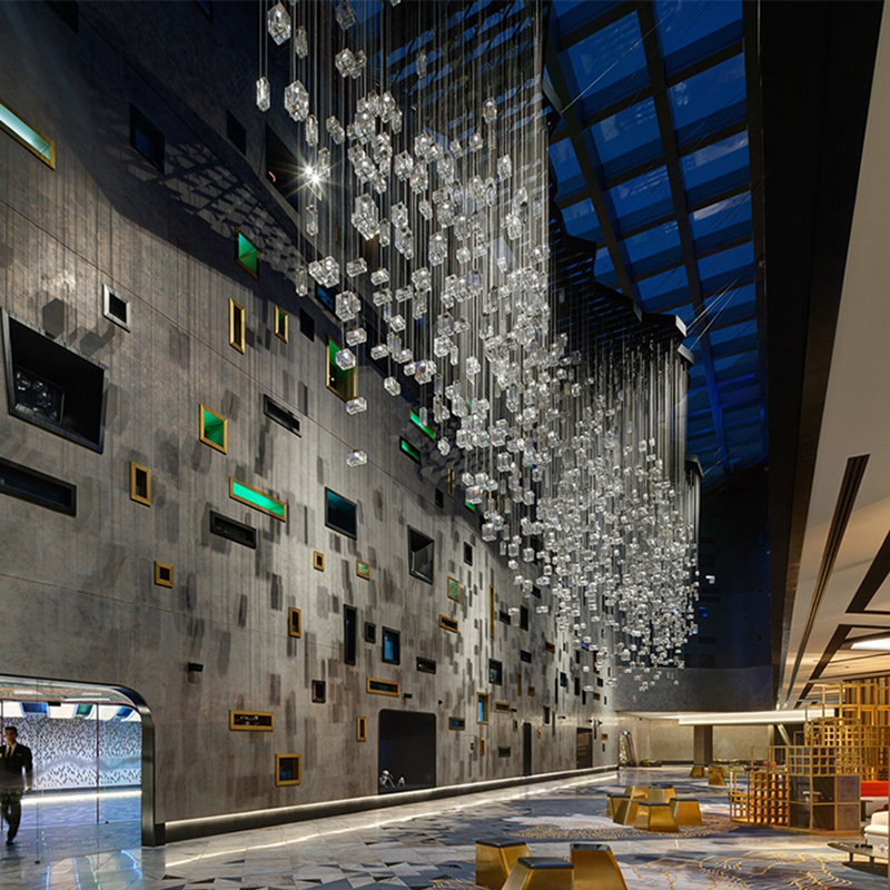 Large Luxury Villa Customization Project RGB Lighting Crystal Square Hotel Lobby Designer Chandelier