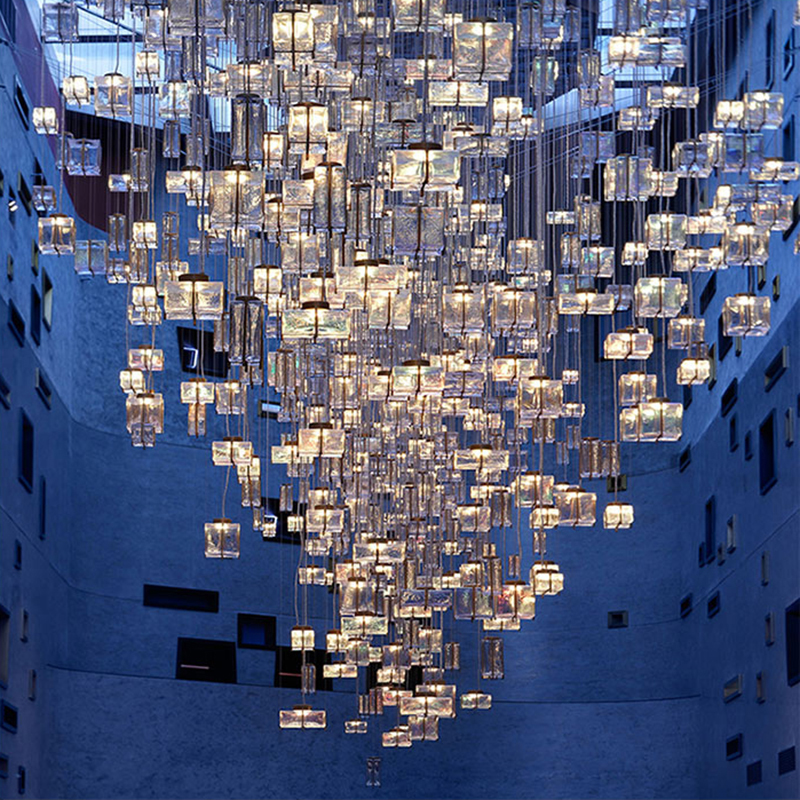 Large Luxury Villa Customization Project RGB Lighting Crystal Square Hotel Lobby Designer Chandelier (10)