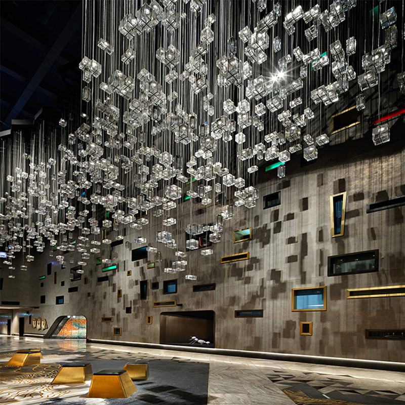 Large Luxury Villa Customization Project RGB Lighting Crystal Square Hotel Lobby Designer Chandelier