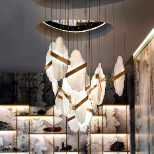Spanish Unique Alabaster Strip Chandeliers Illa Hotel Conference Room Linear Hanging Chandelier Pendant Lights