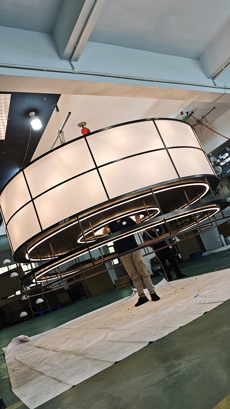 Customized Stainless Steel Fabric Art Chandelier Modern Luxury Branch Style PendantLights Hotels Villa (6)