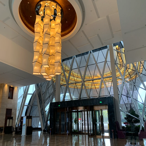 Vintage Handmade Rice Paper Lamp Ceiling Chandelier for Hotel Mall Decoration Big Pendant Lamps