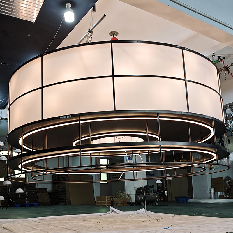 Customized Stainless Steel Fabric Art Chandelier Modern Luxury Branch Style PendantLights Hotels Villa