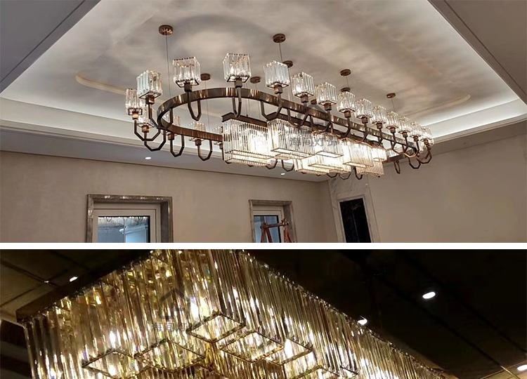 Modern Luxury Large Round Chandelier Restaurant Living Room Hotel Lobby Crystal Custom Engineering Chandelier (2)