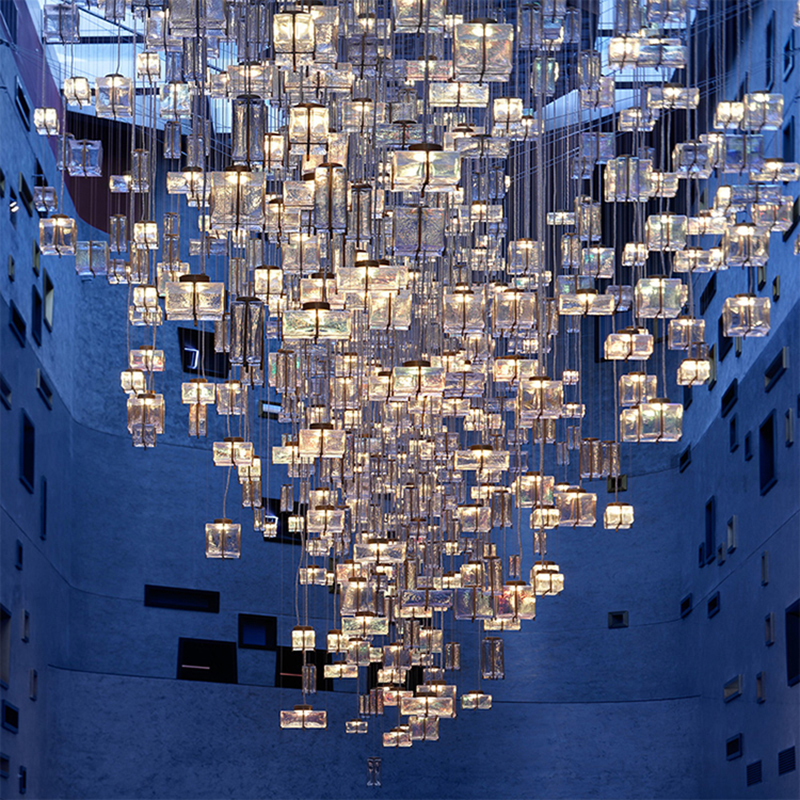 Large Luxury Villa Customization Project RGB Lighting Crystal Square Hotel Lobby Designer Chandelier