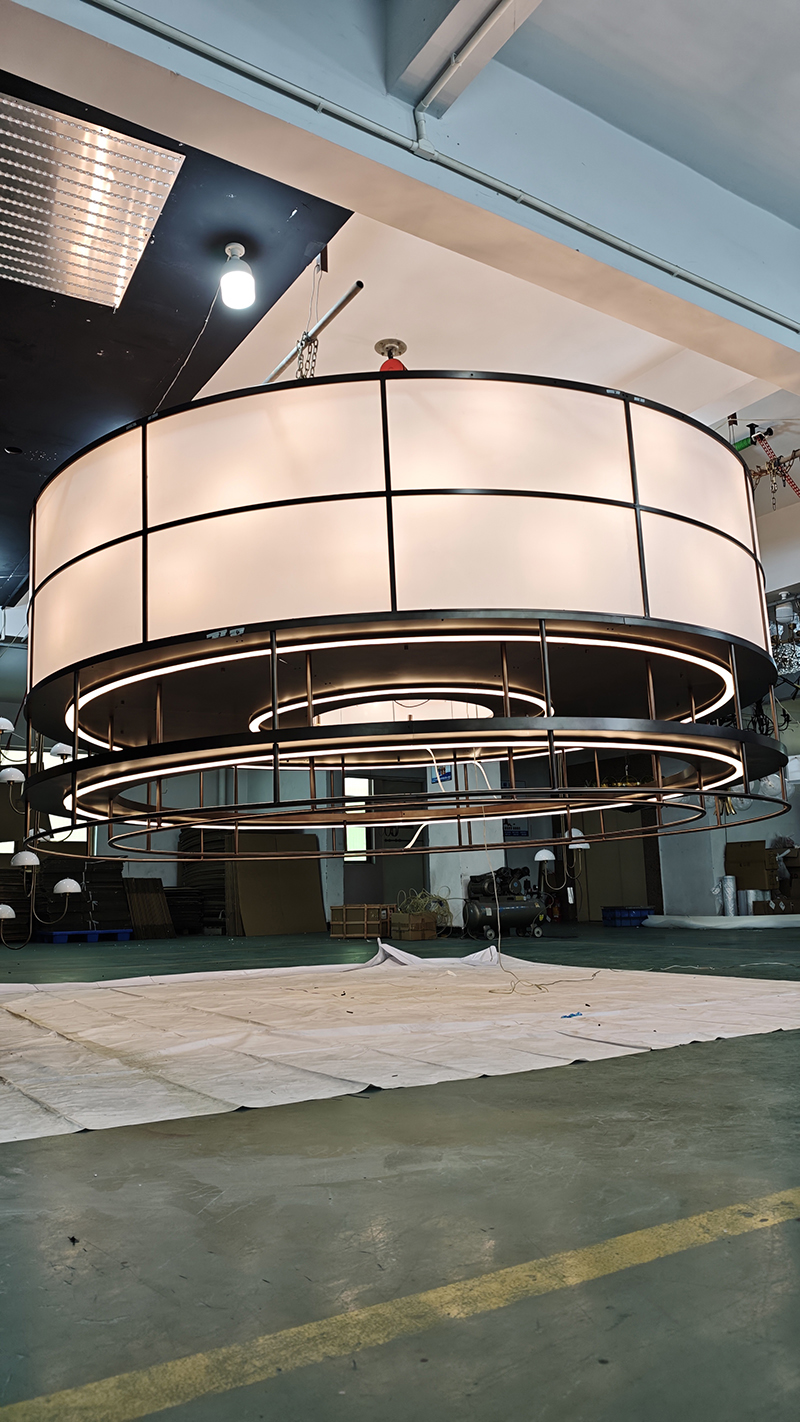 Customized Stainless Steel Fabric Art Chandelier Modern Luxury Branch Style PendantLights Hotels Villa (5)