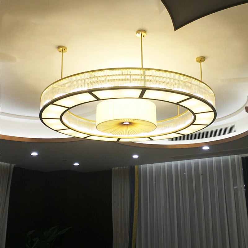 Large Round Chandelier Restaurant Living Room Hotel Lobby Custom Engineering Chandelier