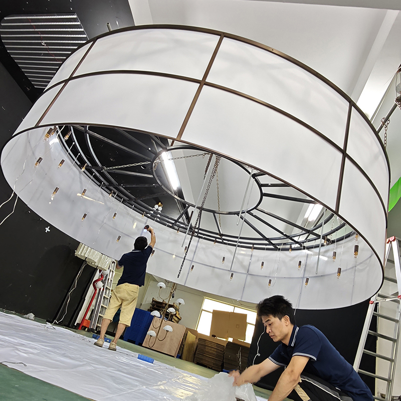 Customized Stainless Steel Fabric Art Chandelier Modern Luxury Branch Style PendantLights Hotels Villa